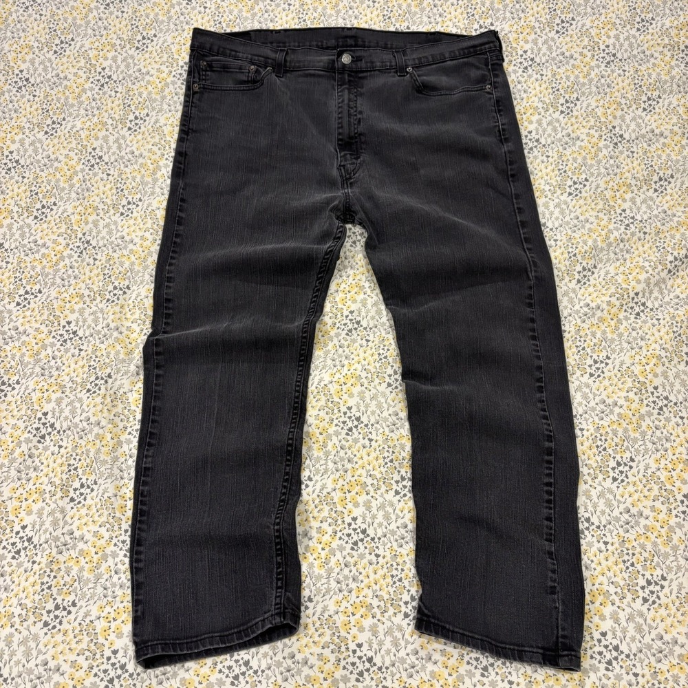 Levi's 505 Regular Straight‎ Leg Fit Jeans Black Medium Wash Denim Classic 42x30